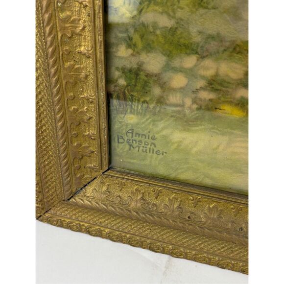 Vtg Annie Benson Muller An Unexpected Visitor Framed Print 27x23in Wall Hanging - Picture 5 of 8